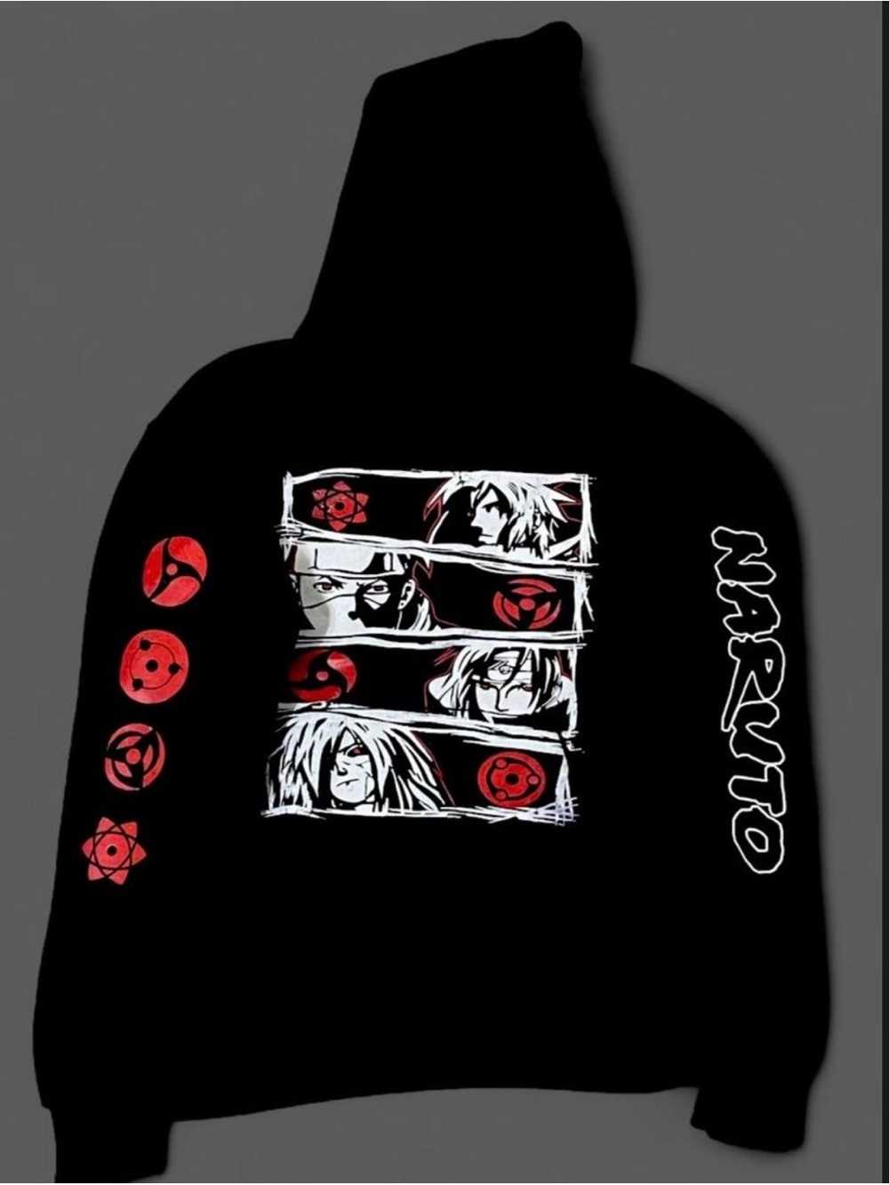 Custom Naruto Black Graphic Hoodie Jacket - Lightweight Shirt Jacket